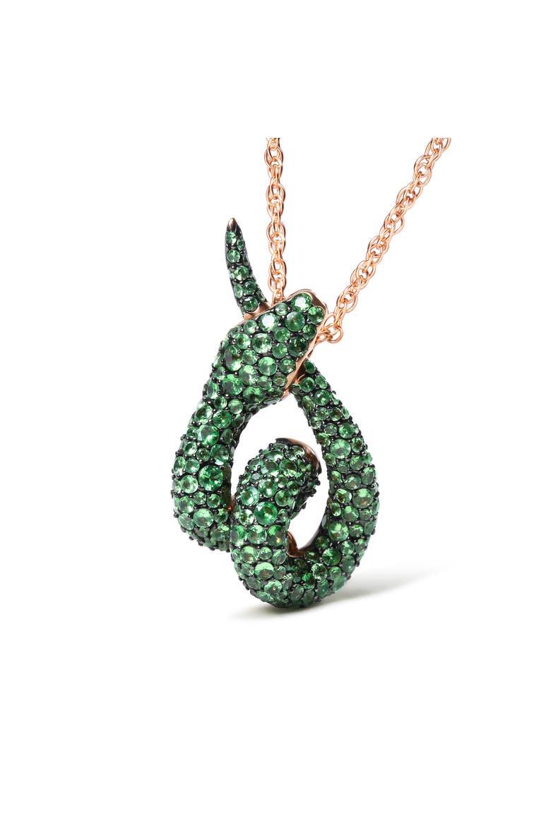 18K Gold Tsavorite Gemstone Spiral Snake Design Pendant Necklace, Main, color, Pink