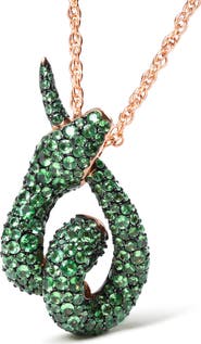 Haus of Brilliance 18K Gold Tsavorite Gemstone Spiral Snake Design Pendant Necklace