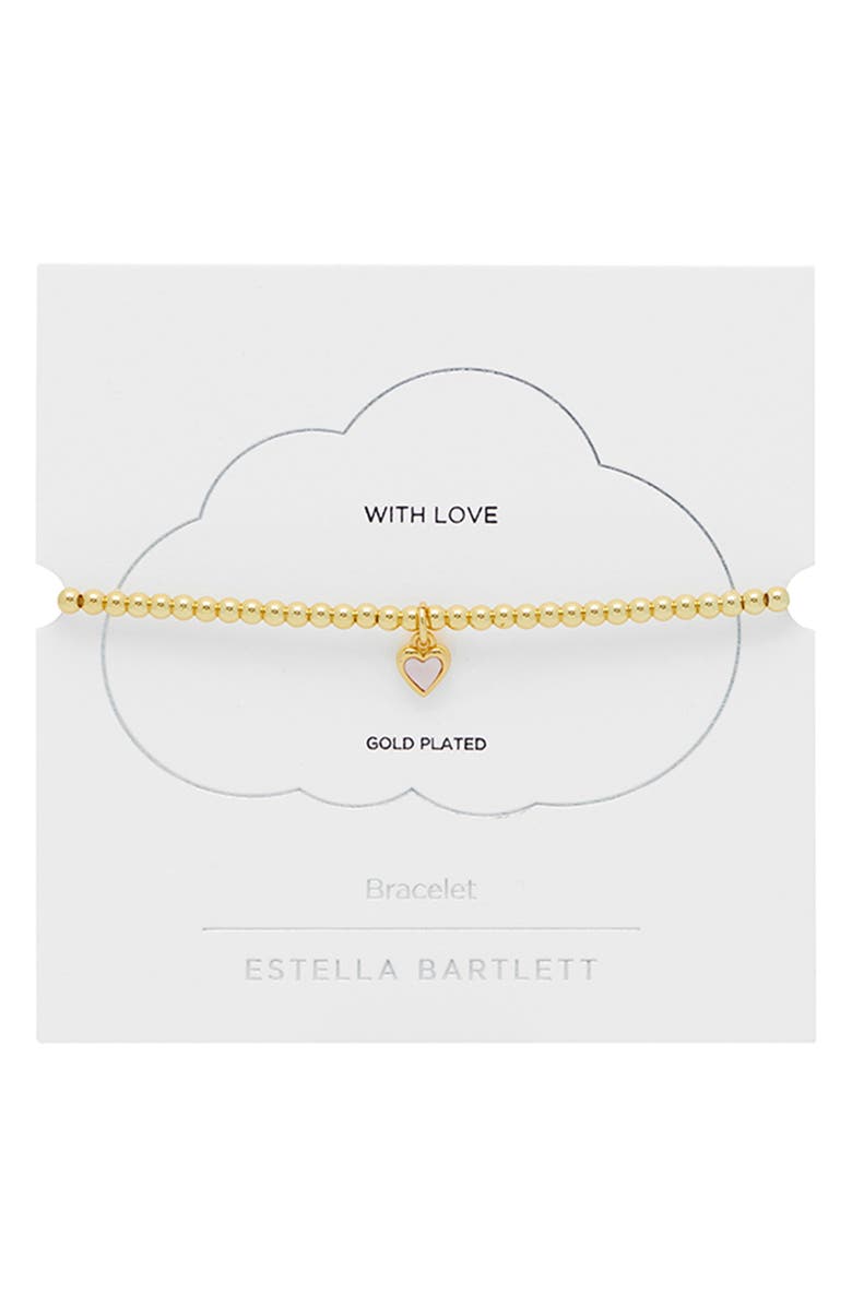Estella Bartlett Sienna Croissant Beaded Stretch Bracelet, Main, color, Silver/ Gold