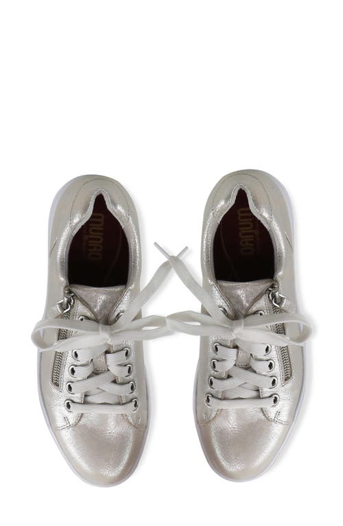 Munro Tilly Sneaker In Stone Matte Silver Leather