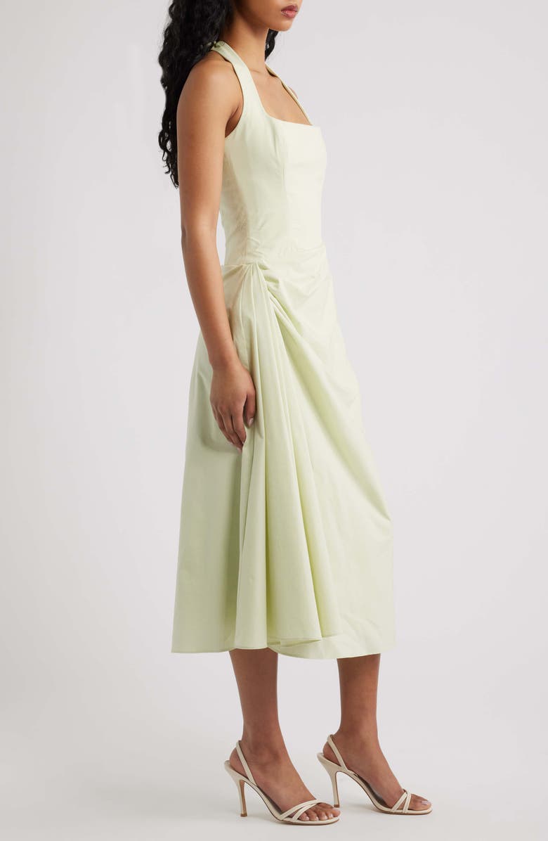 HOUSE OF CB Tallulah Halter Neck Stretch Cotton Midi Dress, Alternate, color, Matcha Green