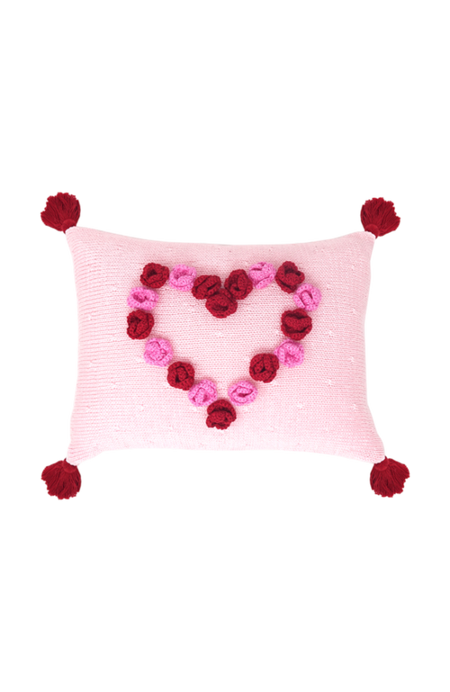 Melange Collection Flower Heart Valentine Pillow In Pink
