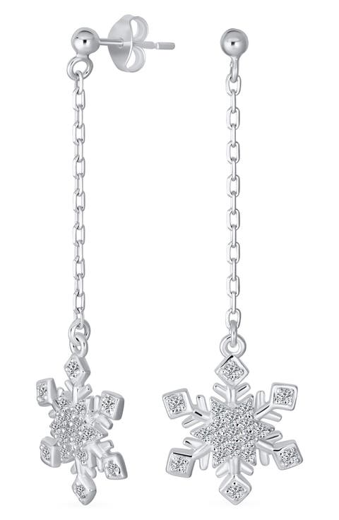 Showflake CZ Drop Earrings