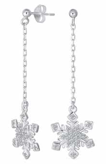 BLING JEWELRY Showflake CZ Drop Earrings
