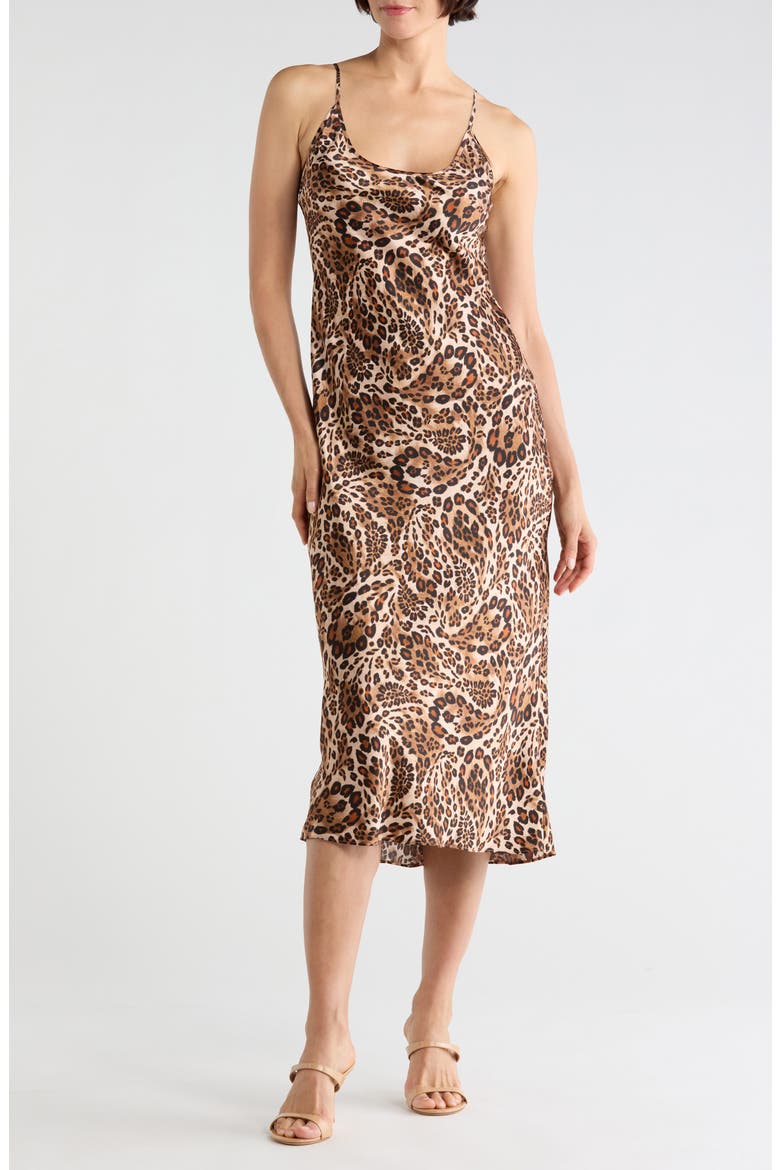 Chalia Silk Midi Slipdress, Main, color, CINNAMON SW PAISLEY LEOPARD