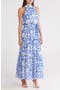 Floral Sleeveless Tiered Chiffon Maxi Dress