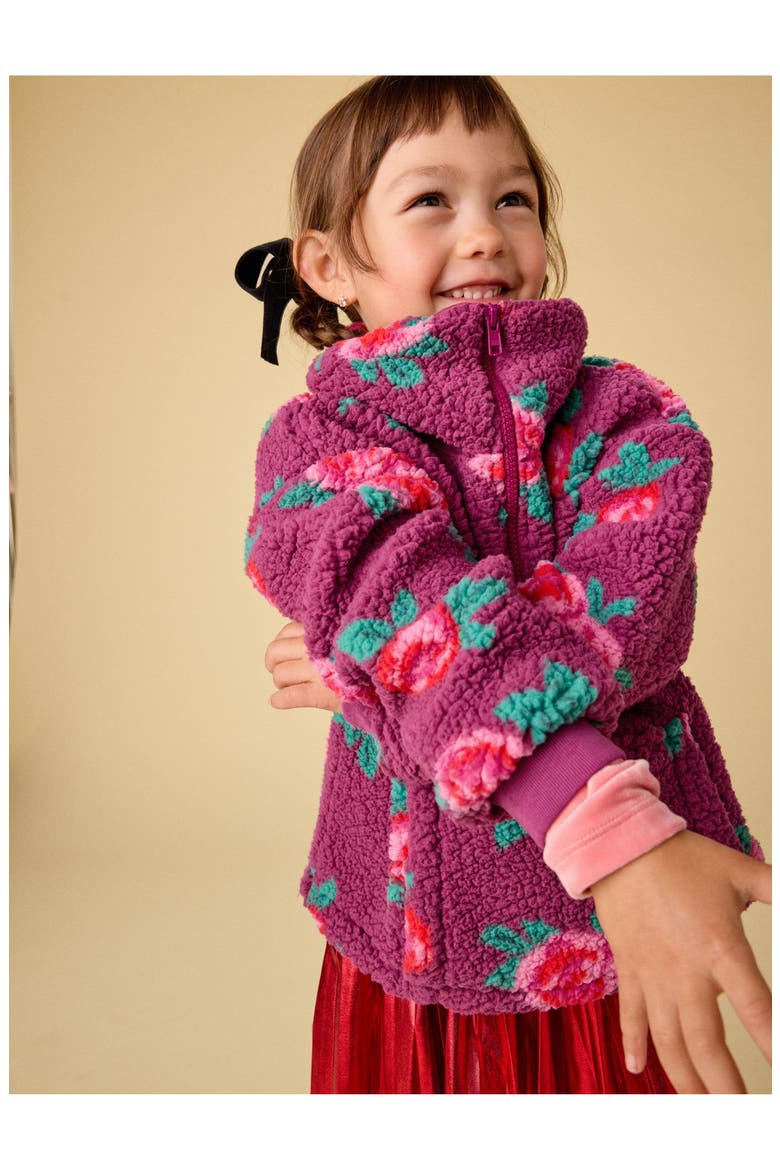 Teddy Fleece Pullover, Alternate, color, Painted Rose