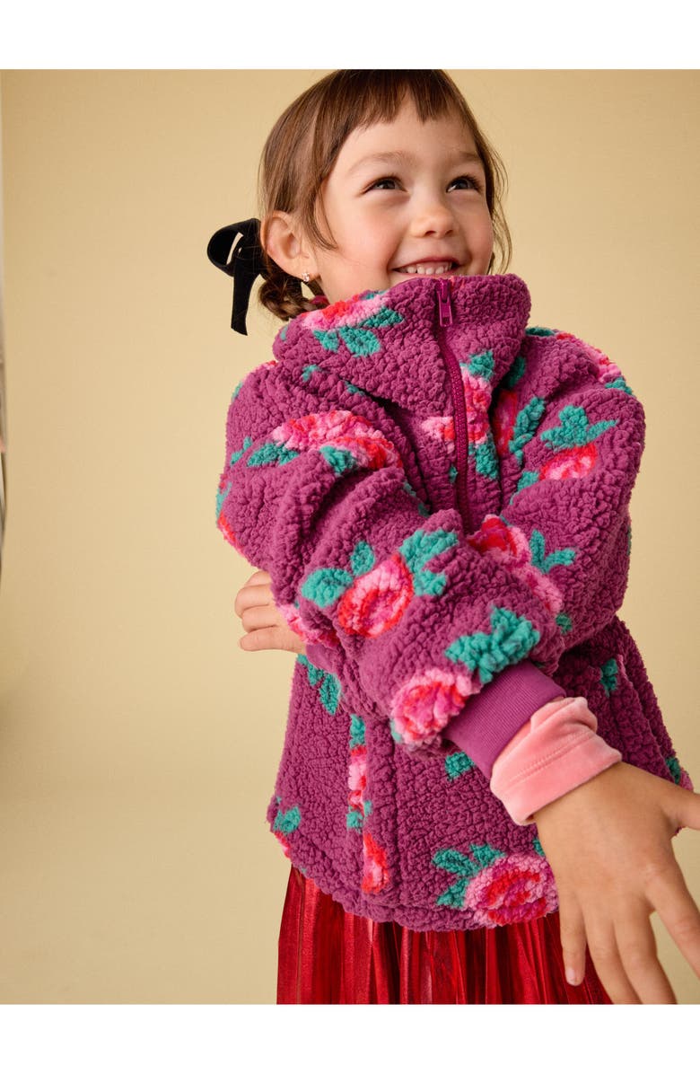 Tea Collection Teddy Fleece Pullover, Alternate, color, Painted Rose