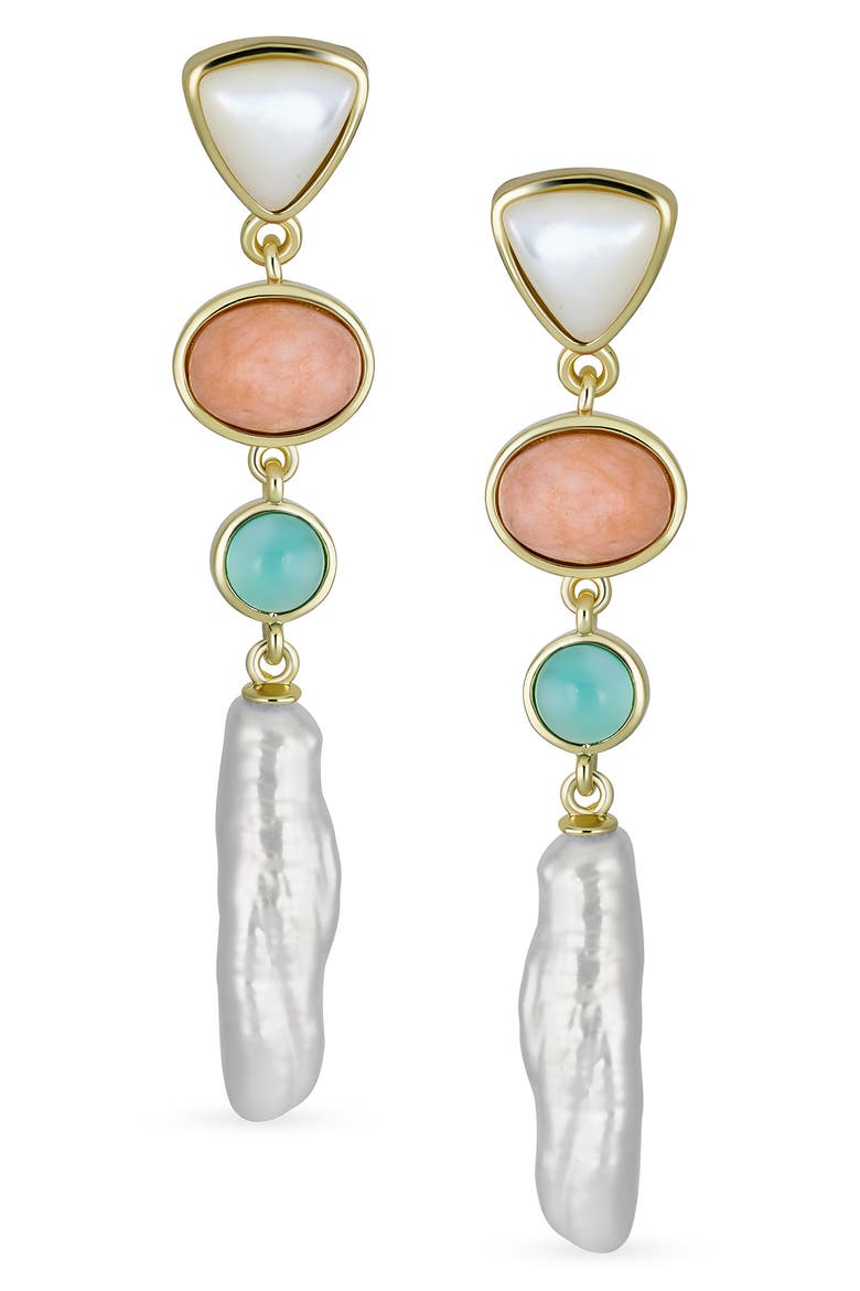 Stone Drop Earrings, Alternate, color, WHITE