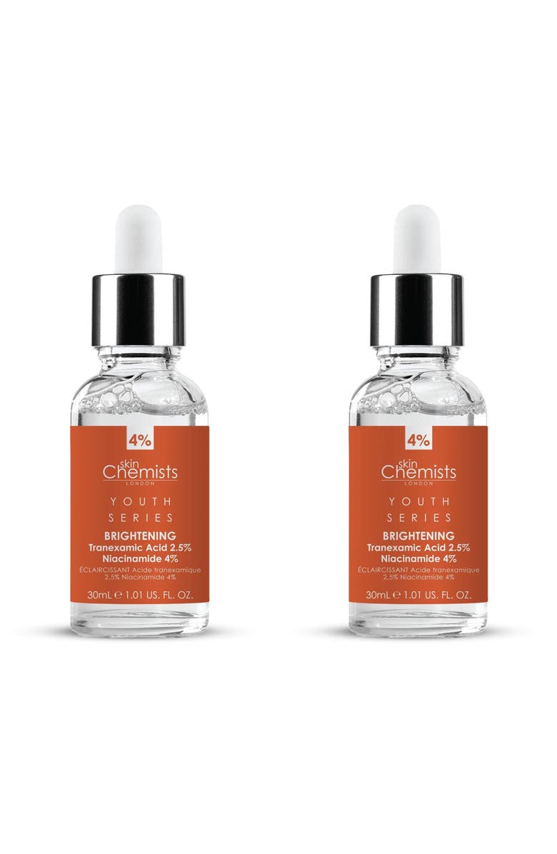 SKINCHEMISTS Youth Series Tranexamic Acid 2.5%, Niacinamide 4% Brightening Serum 30ml x 2 Duo Pack, Main, color, White
