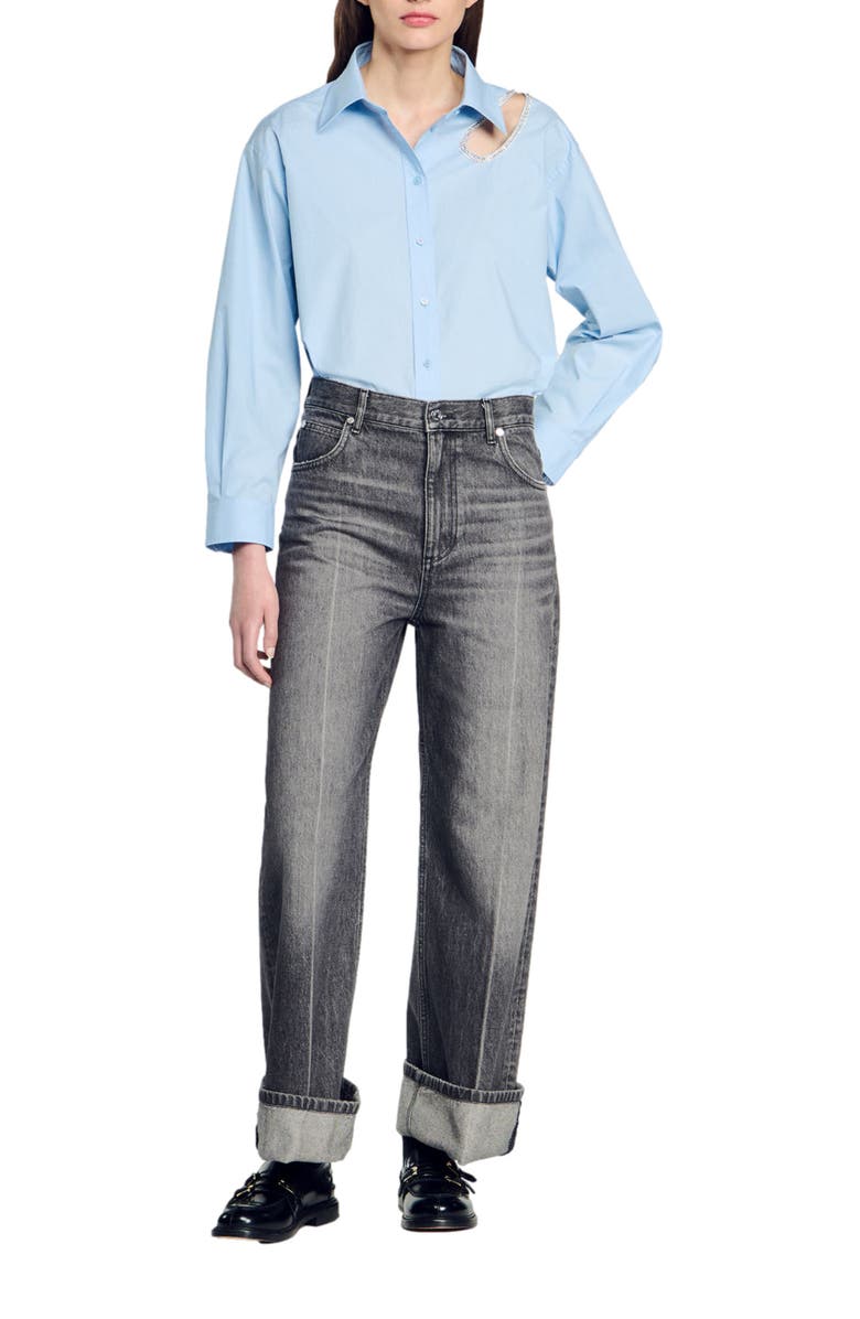 SANDRO Rhinestone teardrop shirt, Alternate, color, 