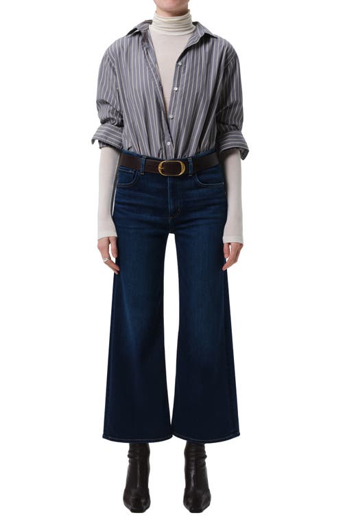 Citizen Of Humanity Womens Lotus (dk Indigo) Lyra Wide-crop-leg High-rise Stretch-regenerative-denim Blend Jeans In Blue
