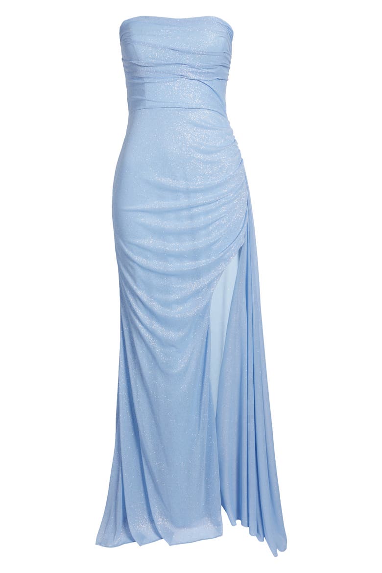 Glitter Strapless Lace-Up Gown, Alternate, color, LIGHT BLUE