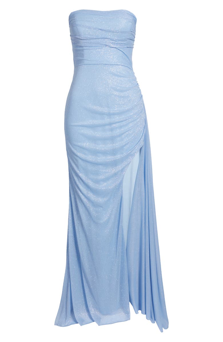 Jump Apparel Glitter Strapless Lace-Up Gown, Alternate, color,