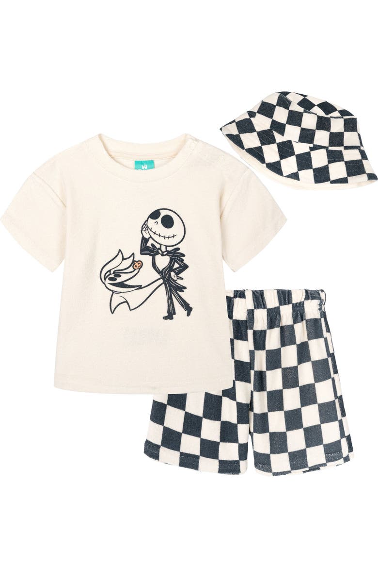 Nightmare Before Christmas T-Shirt and Shorts Set with Bucket Hat, Main, color, Jack Zero Grey Cream