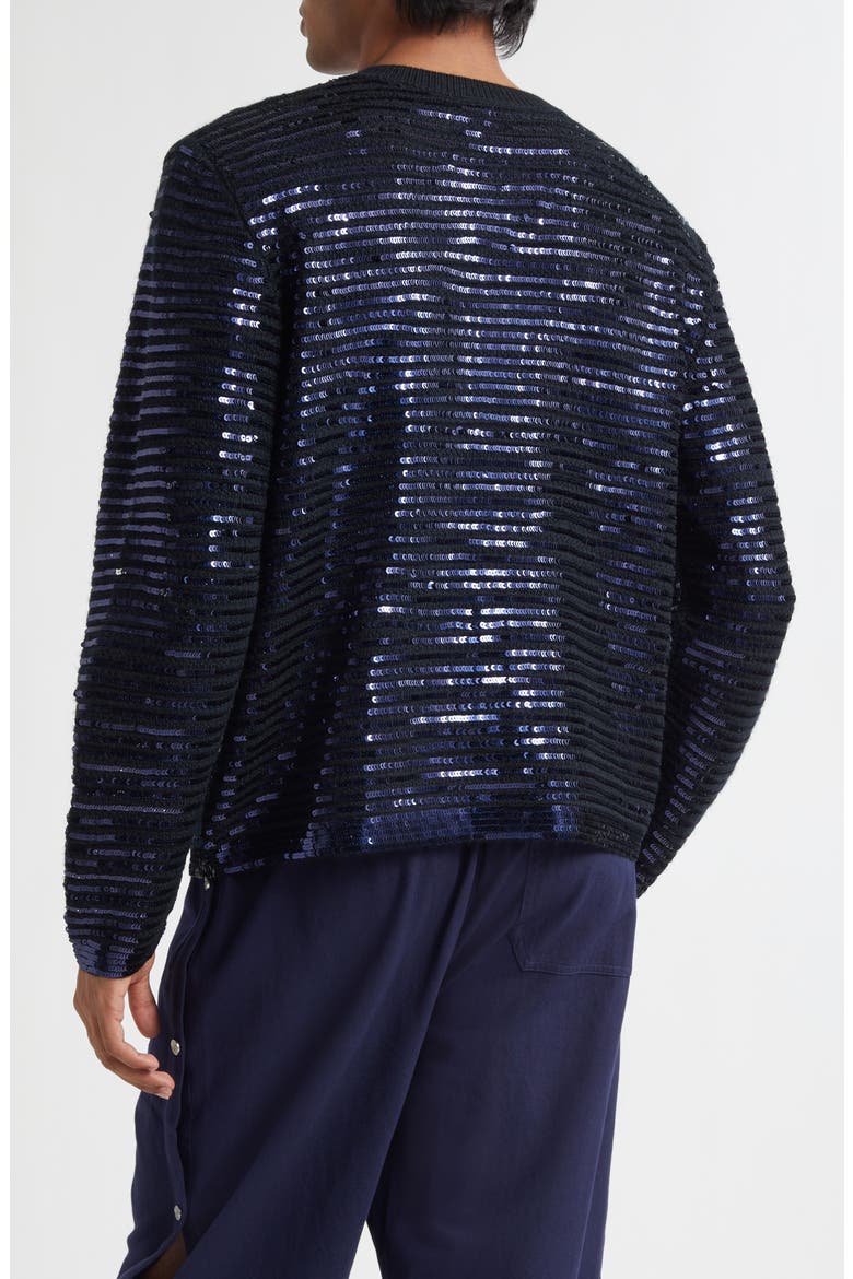 Sequin Spotlight Virgin Wool Cardigan, Alternate, color, BLACK