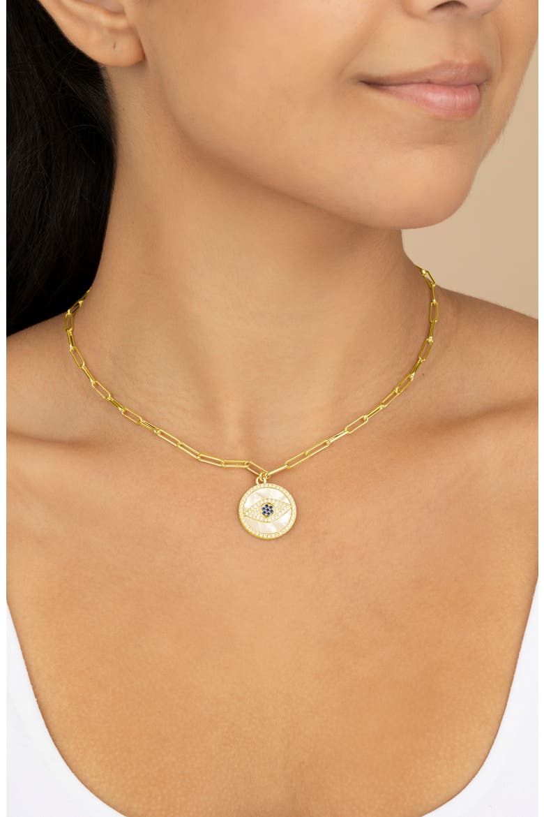 Cubic Zirconia & Mother-of-Pearl Cubic Zirconia Pendant Necklace, Alternate, color, GOLD