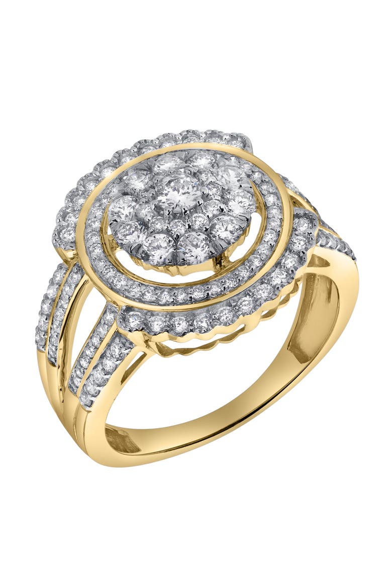 Astrid 14K Gold Round Diamond Studded Cluster Ring - 0.97cts, Alternate, color, 14K Yellow Gold