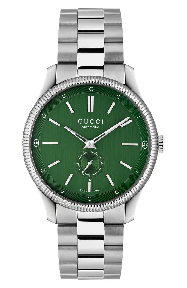 Gucci G-Timeless Automatic Bracelet Watch, 40mm, Alternate, color, Green/ Silver