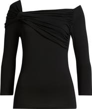 Loveappella Asymmetric Neck Jersey Top