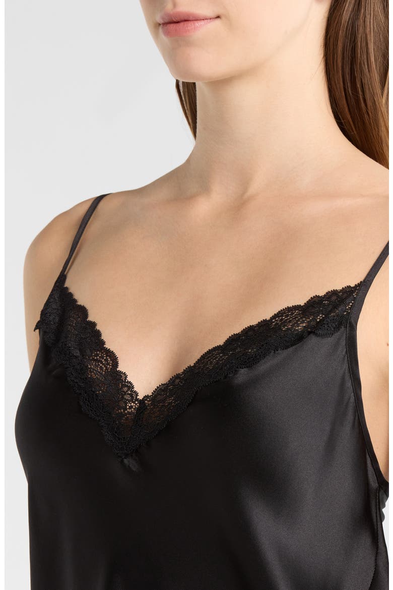 Milky Lace Trim Washable Silk Camisole, Alternate, color, BLACK