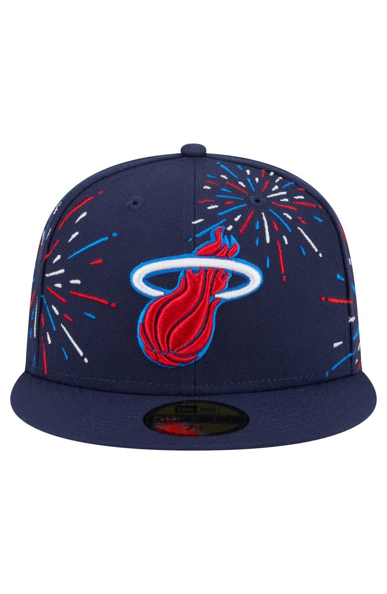 New Era Men's New Era Navy Miami Heat Americana Fireworks 59FIFTY Fitted Hat, Alternate, color, Navy