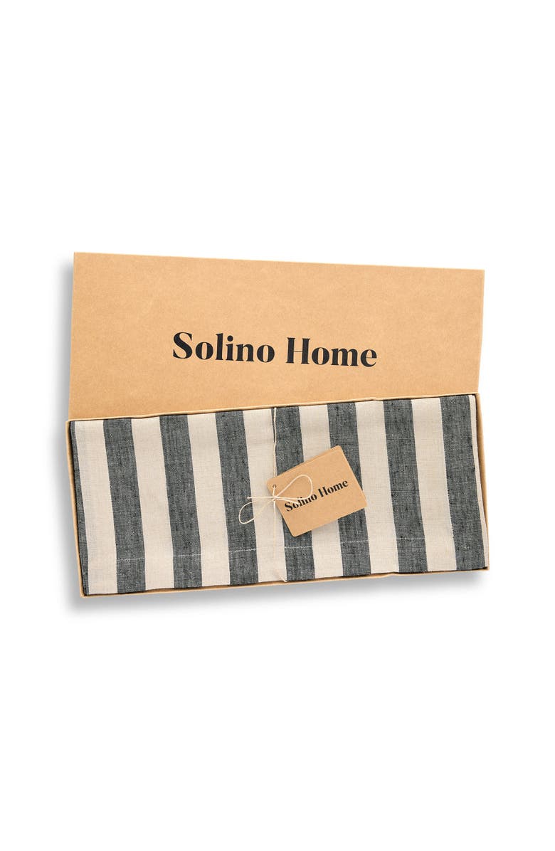 Solino Home Linen Table Runner for Dining Table, Holiday and Everyday Table Decor - Sorrento Stripe, Alternate, color, Black And Natural