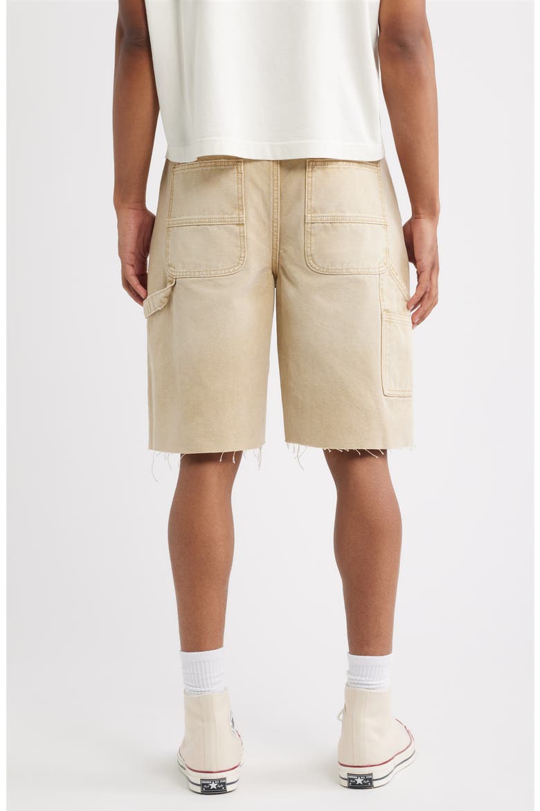Ripped Carpenter Denim Shorts, Alternate, color, KHAKI
