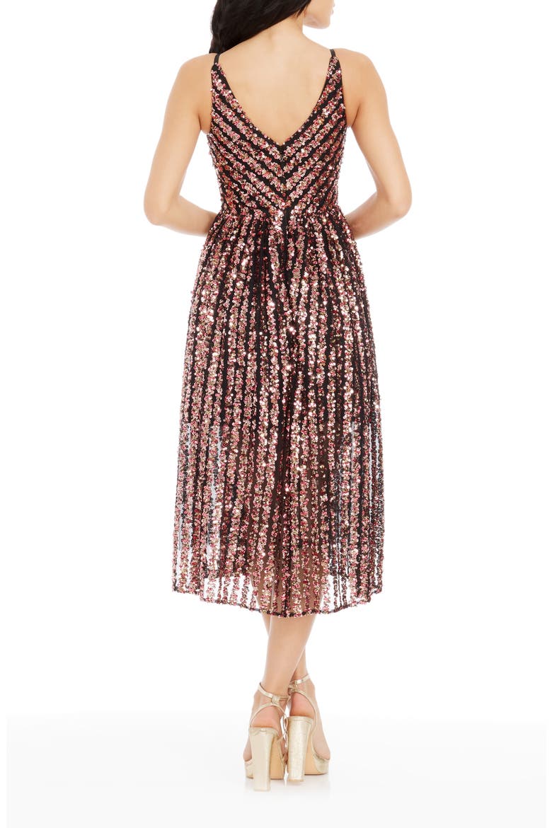 Haley Sequin Stripe A-Line Cocktail Dress, Alternate, color, RASPBERRY MULTI