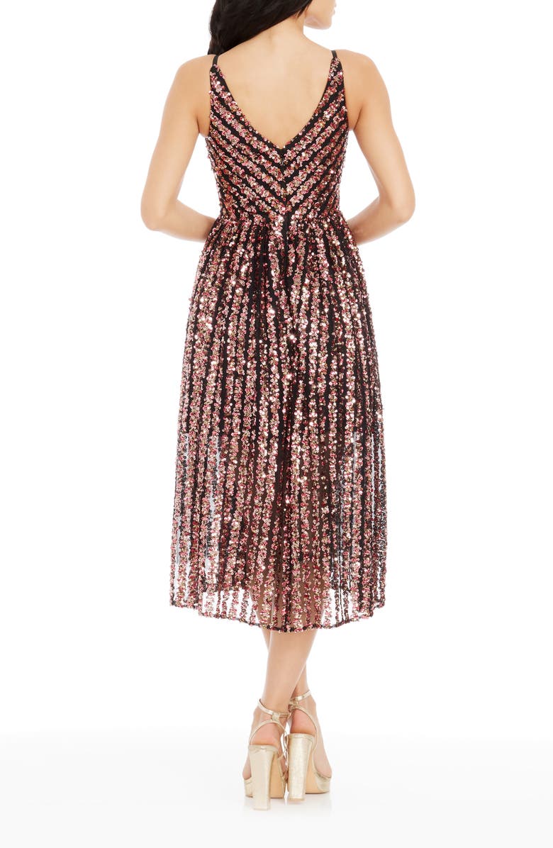 Dress the Population Haley Sequin Stripe A-Line Cocktail Dress, Alternate, color, Raspberry Multi