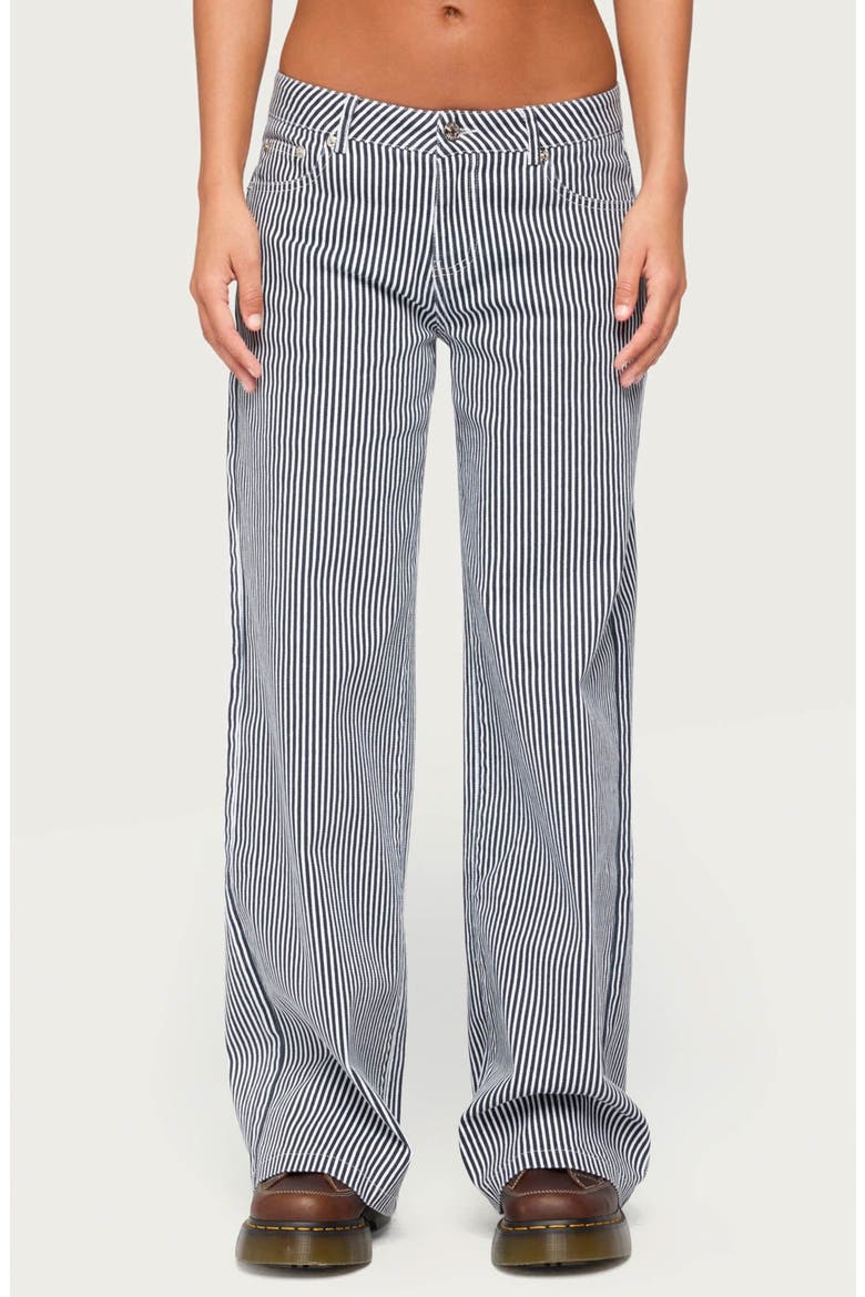 Daja Striped Low Rise Baggy Jeans, Main, color, NAVY-AND-WHITE