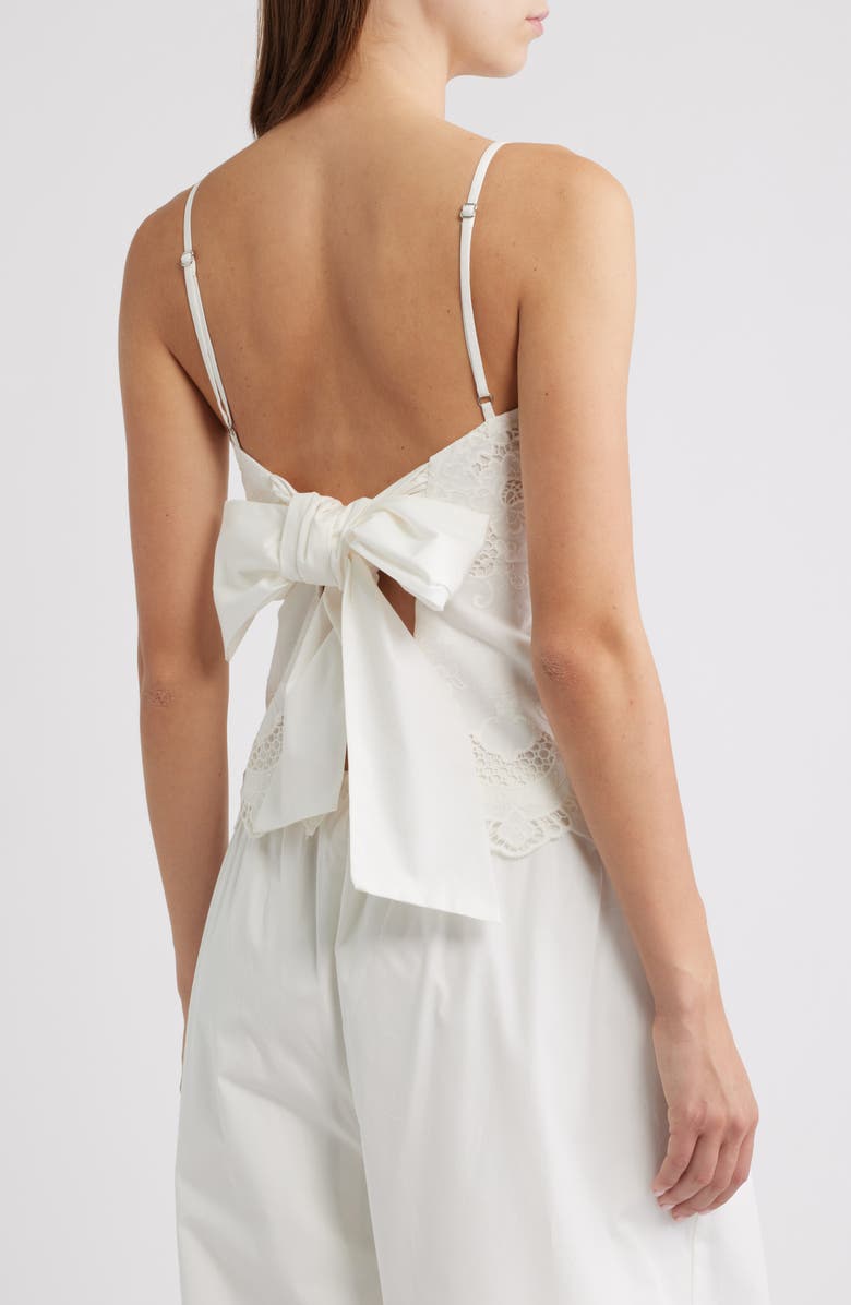 HOUSE OF CB Nolia Broderie Anglaise Cotton Bow Back Top, Alternate, color, White