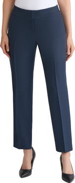 KASPER Houndstooth Flat Front Slim Pants