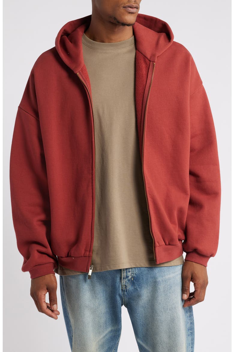 Gender Inclusive Logo Zip-Up Hoodie, Main, color, CRIMSON