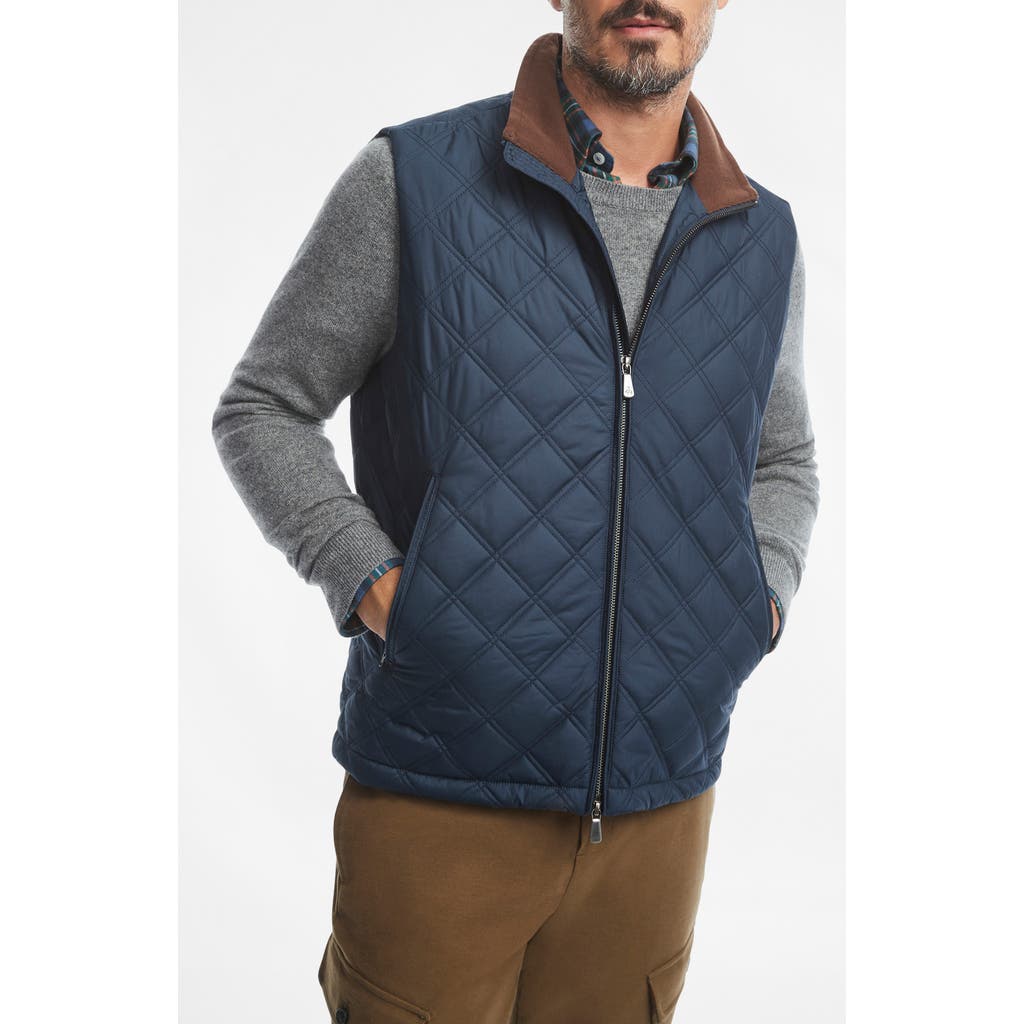 Brooks Brothers Paddock Water Repellent Diamond Quilted Vest In Blue