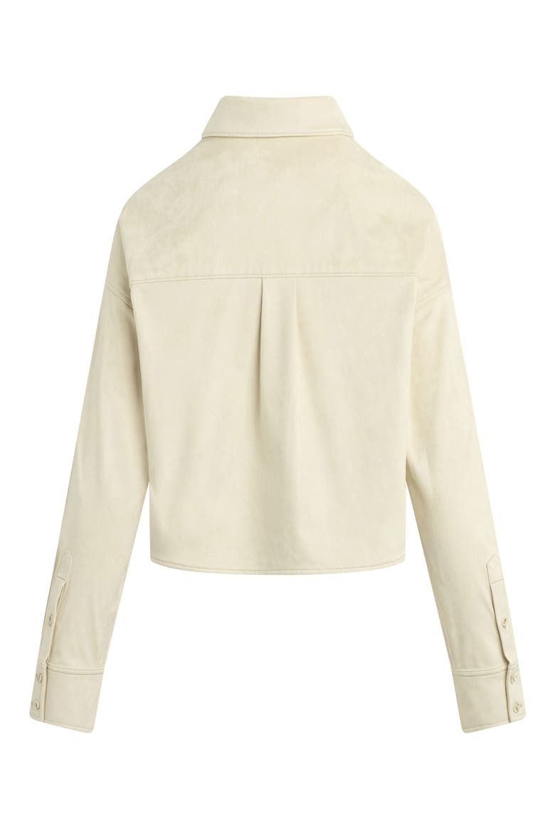 The Ex-Boyfriend Faux Suede Crop Button-Up Shirt, Alternate, color, BONE