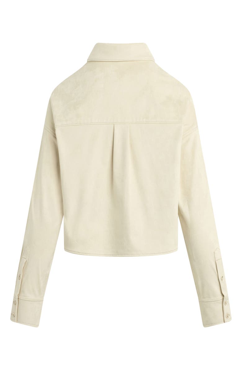 Favorite Daughter The Ex-Boyfriend Faux Suede Crop Button-Up Shirt, Alternate, color, Bone