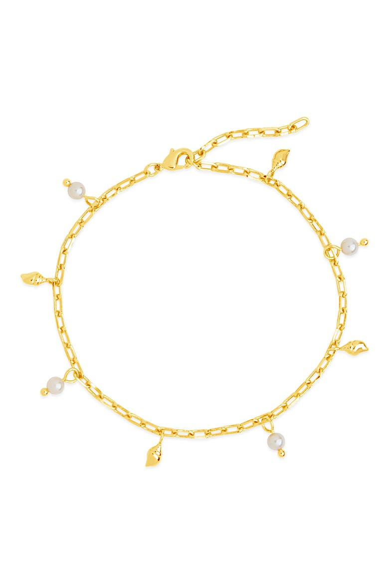 Beverly Freshwater Pearl Charm Anklet, Main, color, GOLD