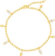 Sterling Forever Beverly Freshwater Pearl Charm Anklet