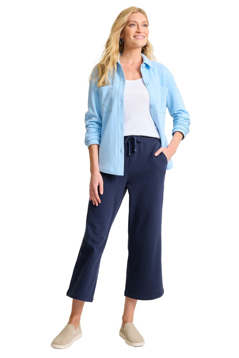 Marina del Mar Cotton Fleece Crop Sweatpants, Alternate, color, COASTLINE
