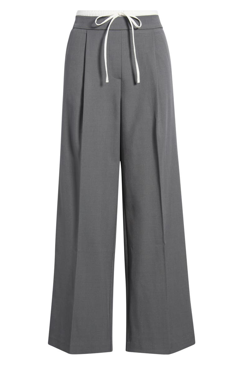 Tibi Contrast Detail Drawstring Pants, Alternate, color, GREY
