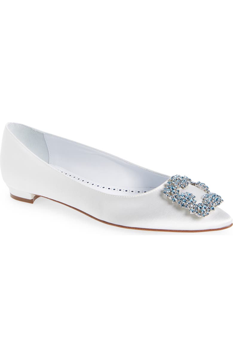 Manolo Blahnik Hangisi Flat, Main, color, Cream