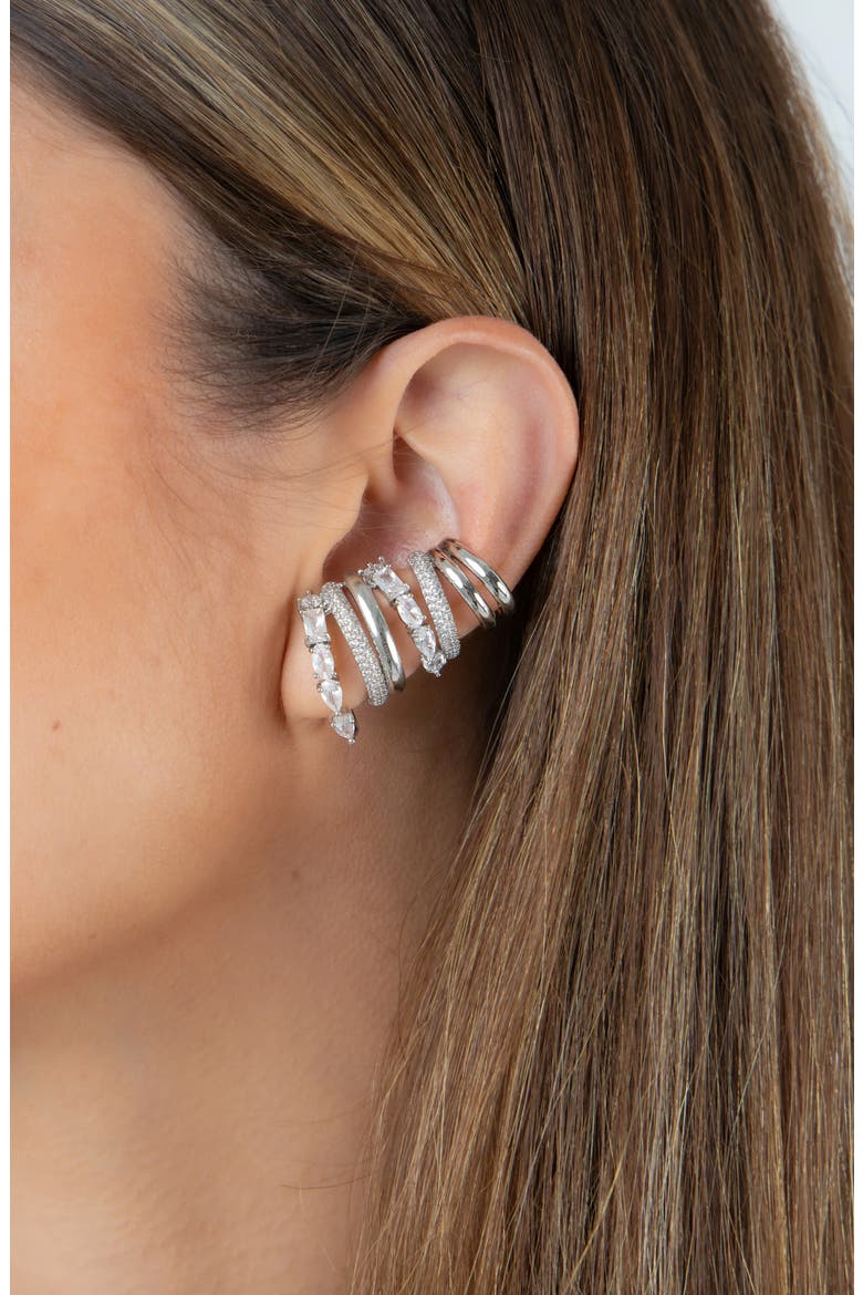 Cubic Zirconia Ear Climbers, Alternate, color, SILVER