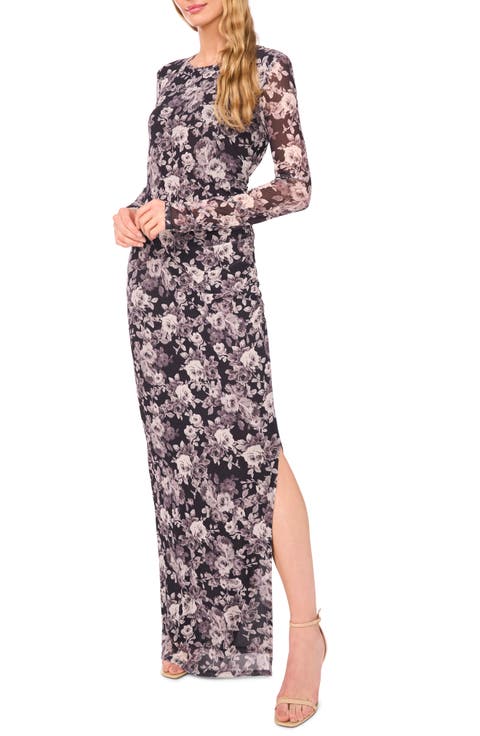 Nic Shirred Long Sleeve Maxi Dress