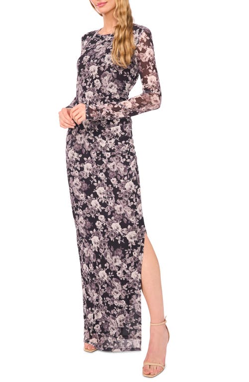 Ted Baker Nic Shirred Long Sleeve Maxi Dress In Purple
