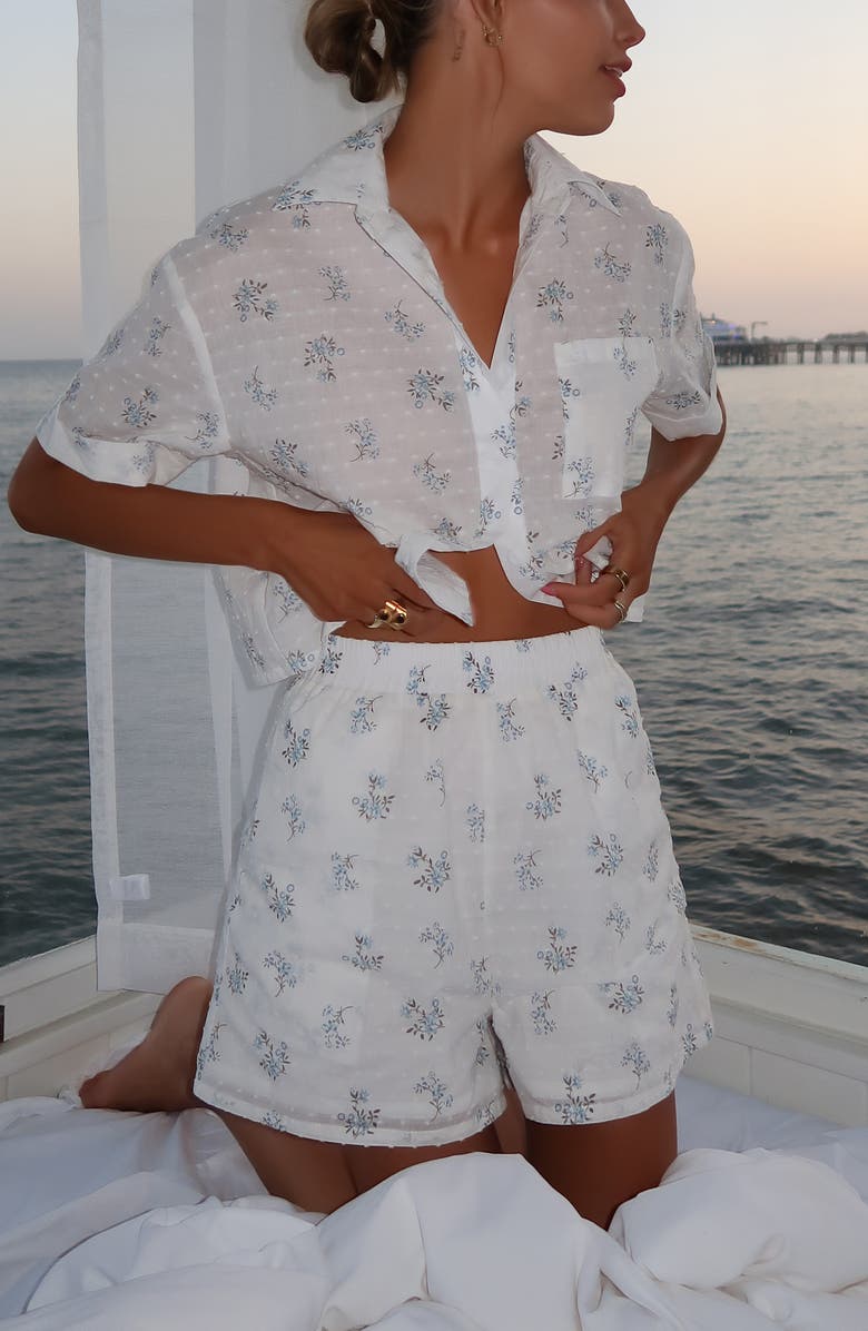 YELLOW THE LABEL Rosy Catching Floral Short Sleeve Button-Up Shirt & Shorts Set, Alternate, color, 