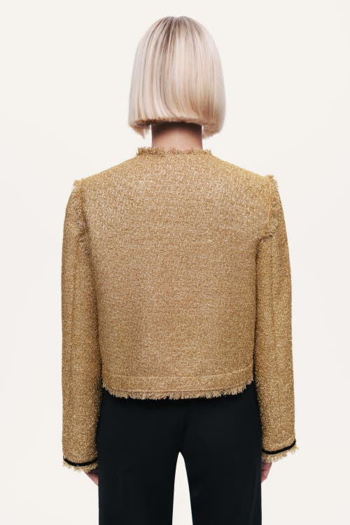 Nocturne Textured Cropped Jacket In Gold