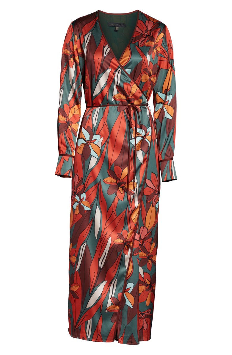 Forest Lily Floral Wrap Maxi Dress, Alternate, color, 
