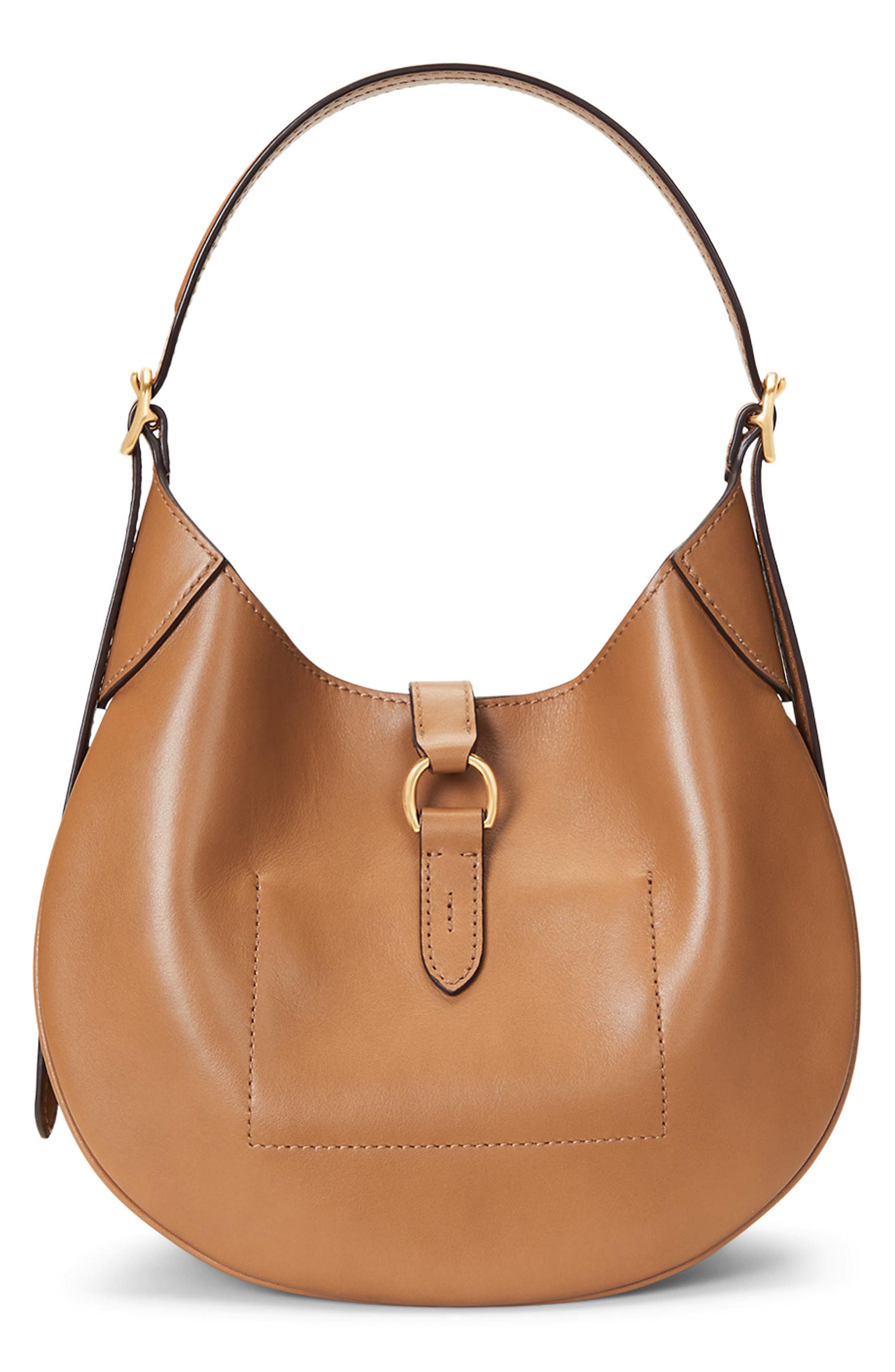 Small Polo ID Leather Shoulder Bag, Alternate, color, TAN
