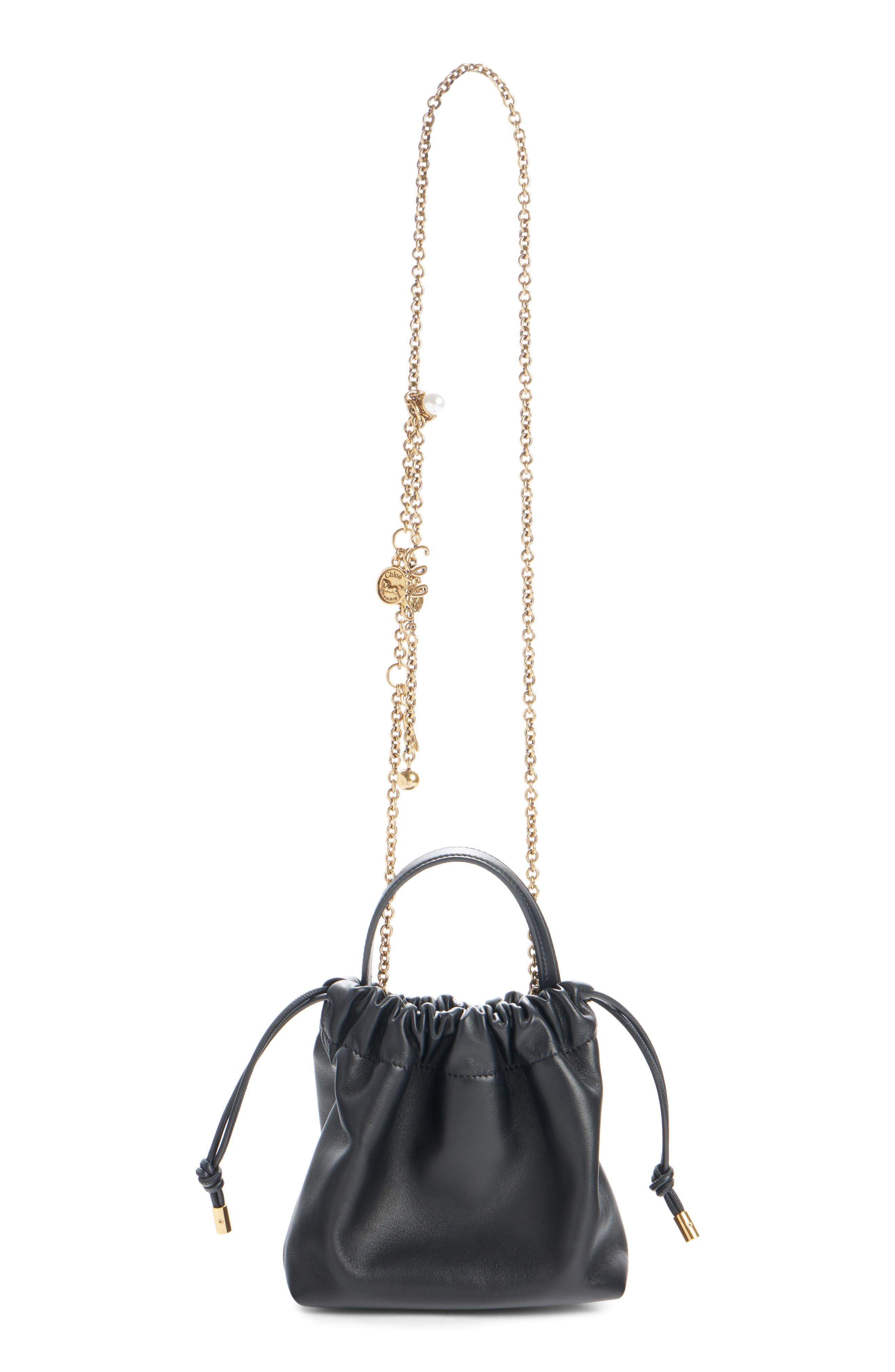 Chloé Mini Icons Leather Shoulder Bag, Alternate, color, Black